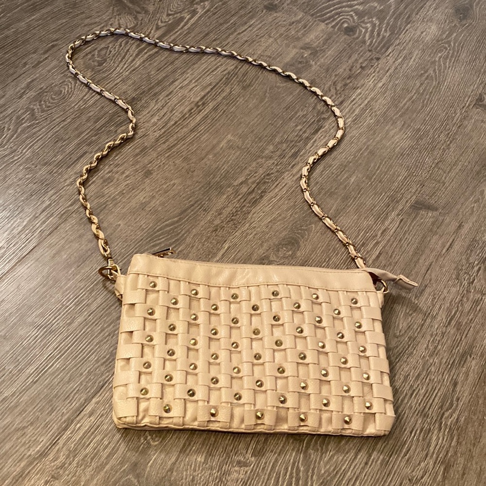 Pink studded crossbody bag